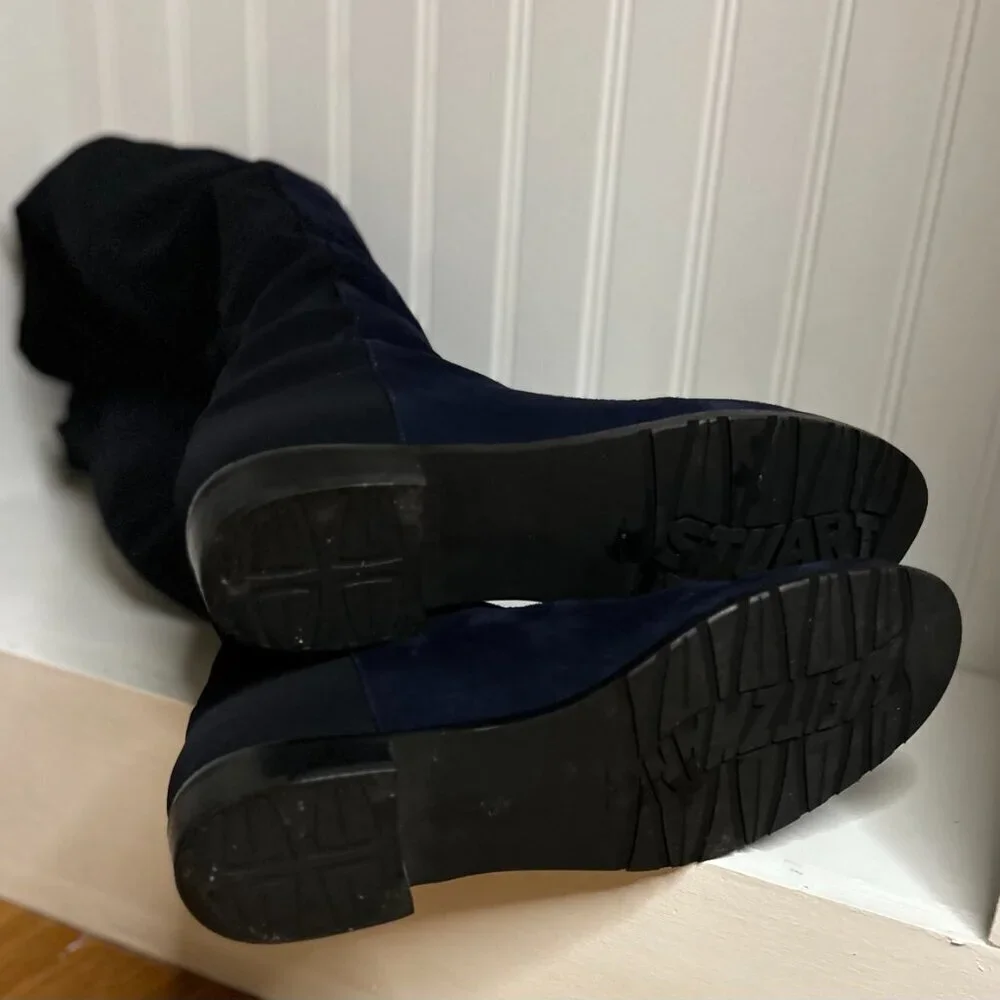 Stuart Weitzman Suede Boots in Black & Blue Color Size 9